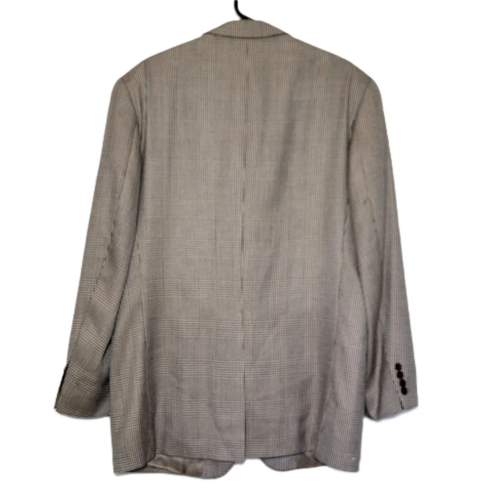Chaps Ralph Lauren Mens Plaid Blazer Jacket 42R Silk‎ Wool Blend Made in Canada